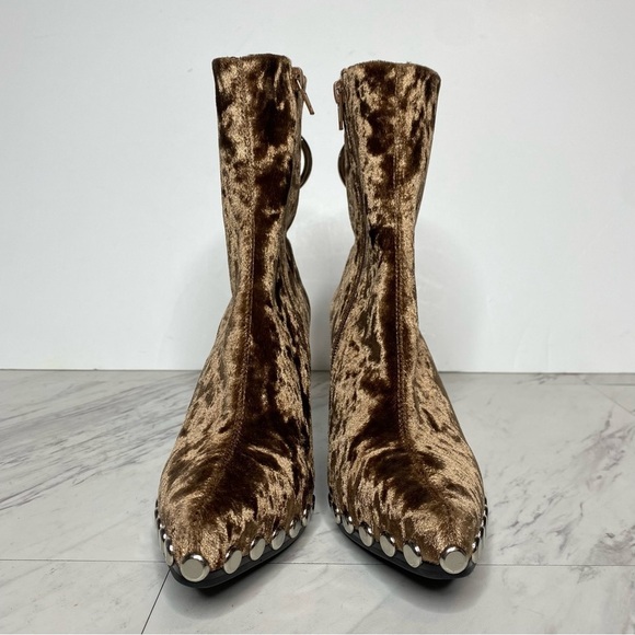 New! Jeffrey Campbell Walton Brown Velvet Western Bootie 5 - Picture 2 of 15